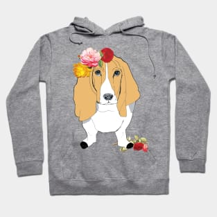 Basset Hound Dogs Love Roses Hoodie